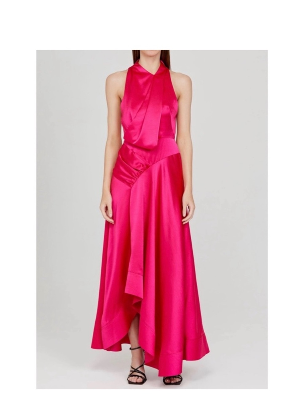 Acler Hot Pink Asymmetrical Satin Dress